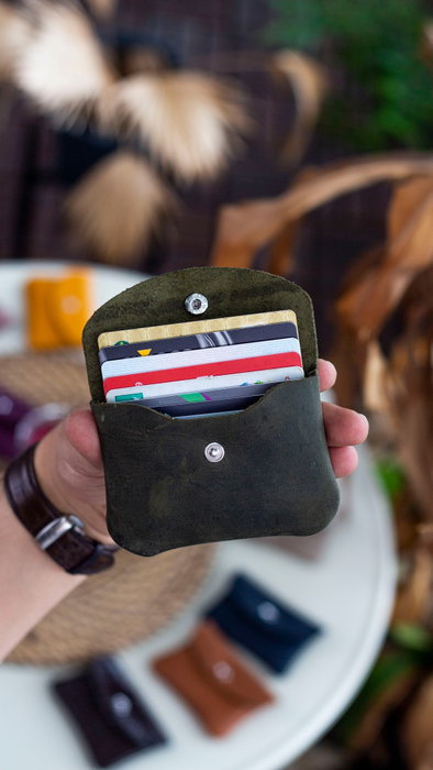 Zoozie Bags Tarjetero de Piel Verde